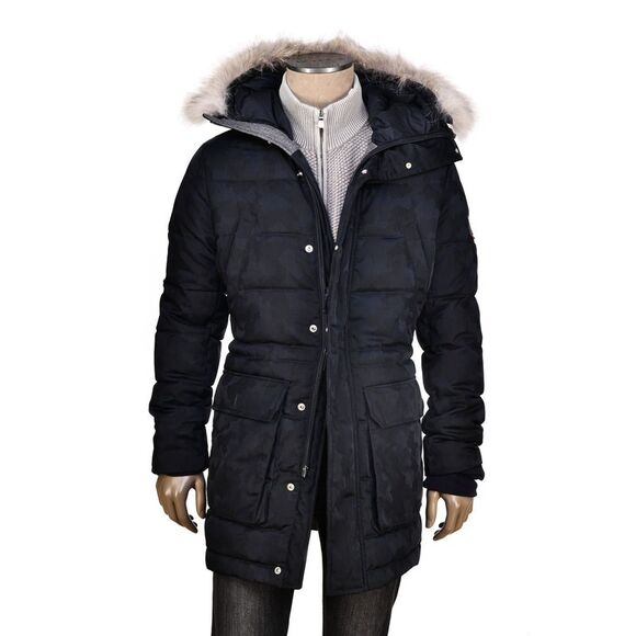 Eleventy Camo Nylon-Wool Coat w/ Removable Coyote Fur Trim Hood - Picture 1 of 1